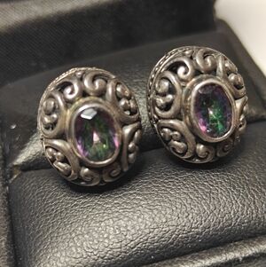 Elegant Designer Annika Witt Mystic Topaz & Silver 925 Earrings
